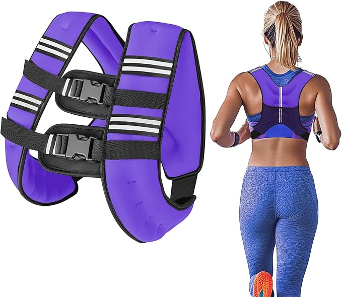 Zikopomi Weighted Vest Woman Man, 6lb/8lb/12lb/16lb/20lb/25lb/30lb Weight Vest with Reflective Stripes for Workout, Strength Training, Running, Fitness, Muscle Building, Weight Loss, Rucking Vest