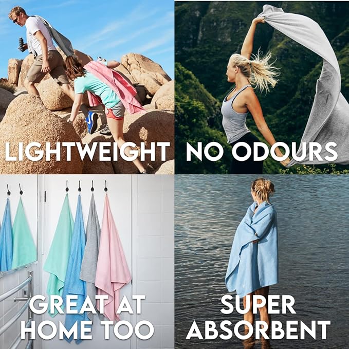 Dock & Bay Beach Towel - Quick Dry, Sand Free - Compact, Lightweight - 100% Recycled - Includes Bag - Essential - Meadow Lilac, Extra Large (200x90cm, 78x35)