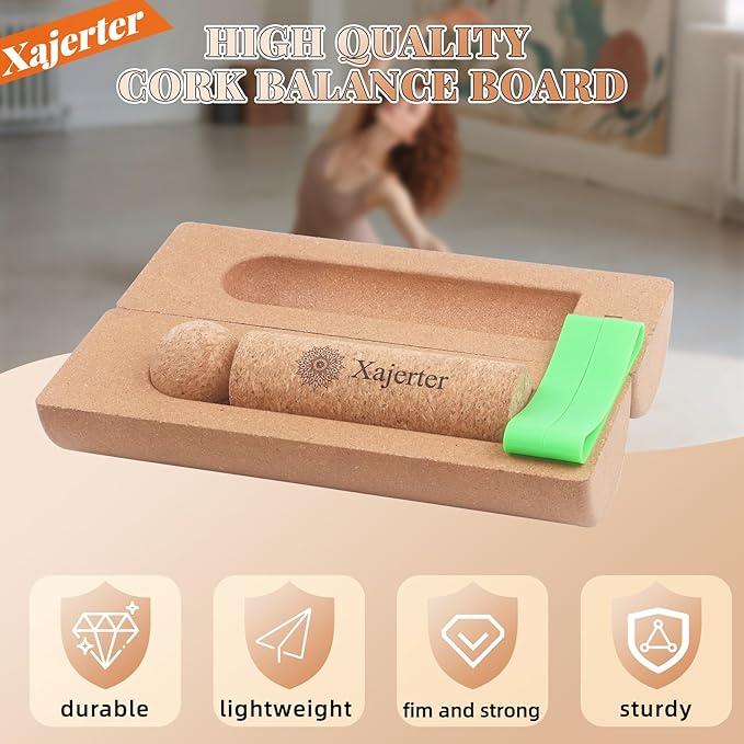 Upgraded Cork Foot Balance Board Trainer with User Guide | Foot Arch Ankle Strengthener | Improve Mobility & Foot Balance Stability & Prevent Foot Ankle Pain-Balance Trainer