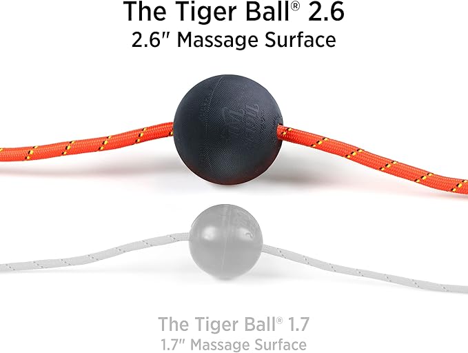 Tiger Tail Tiger Ball 2.6 Foam Roller Ball + 47” Corded Rope – Deep Tissue Massage Ball: Feet, Legs, Neck, Back – Trigger Point Massage Therapy – Relieve Muscle Soreness – Muscle Recovery