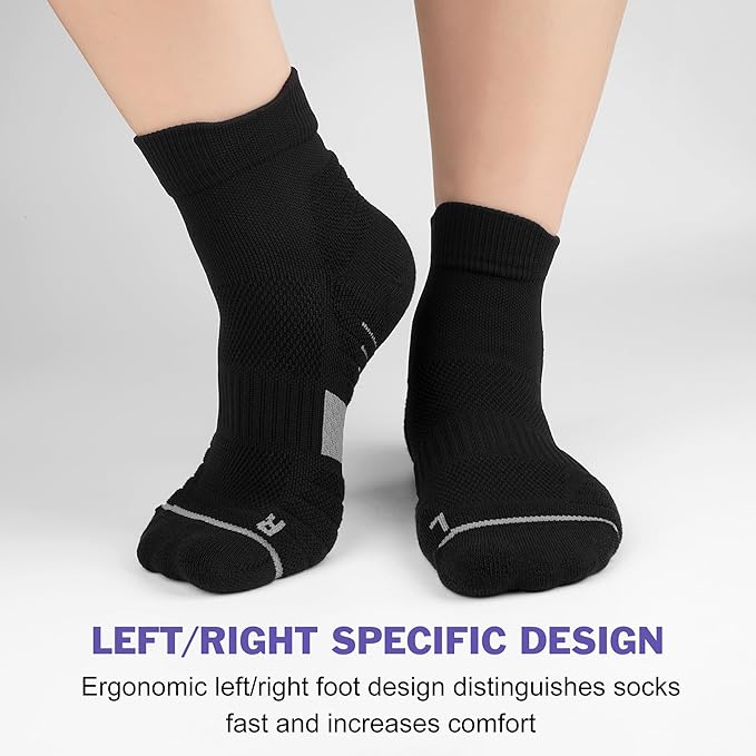 Gonii Women's Compression Ankle Socks with Cushion & Arch Support| Lightweight & Moisture-Wicking for Running 3 Pairs