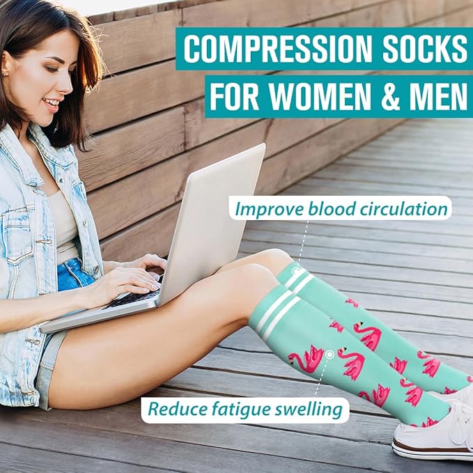 BLUEENJOY Copper Compression Socks for Women & Men (6 pairs) - Best Support for Nurses, Running, Hiking, Recovery