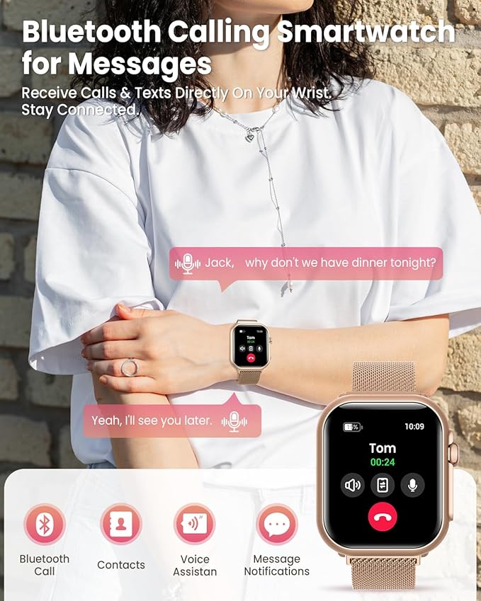 Smart Watch for Women for iPhone Android: 1.85" Smart Watch with 30 Days+ Battery Life Make/Recive Call Heart Rate SpO2 Sleep Monitor 120+ Sport IP68 Waterproof Fitness Tracker Watch Pedometer Reloj