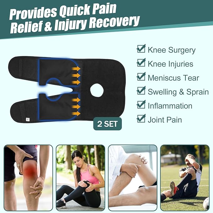 2 Packs Ice Pack for Knee Reusable, Gel Hot Cold Pack for Knee Replacement Surgery, Pain Relief Ice Packs Wraps for Swelling, Sports Injury, Bursitis, Arthritis,Bruises & Sprains Joint Pain