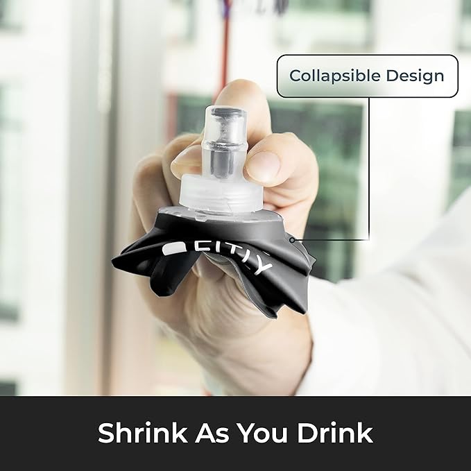 Soft Flask - Shrink As You Drink Soft Water Bottle for Hydration Pack - Folding Water Bottle Ideal for Running, Hiking, Cycling, Climbing & Rigorous Activity