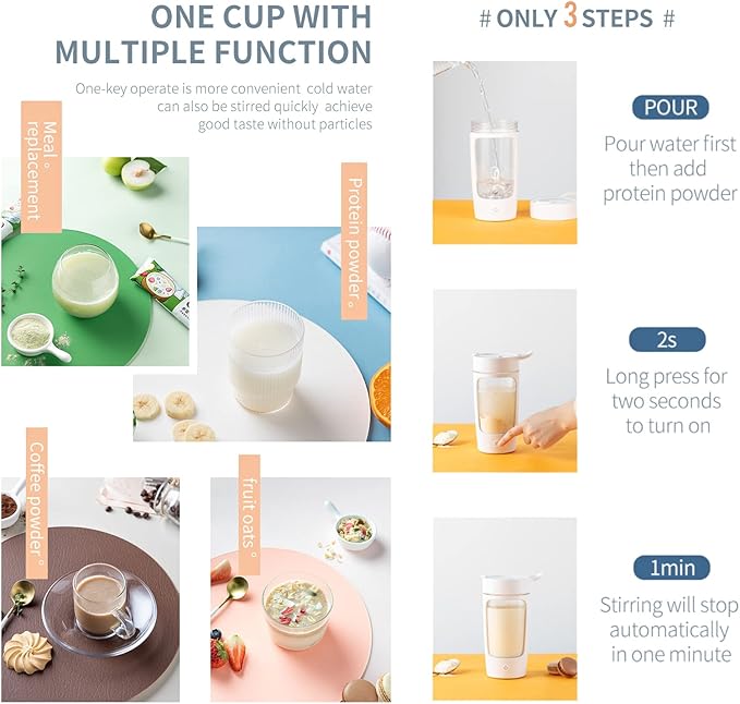 Electric Protein Shaker Bottle, | Tritan | Bpa Free| Blender Bottles 22oz Rechargeable Vortex Portable Mixer, Self Stirring Cup, Auto Mixing Mug For Coffee(Pink)