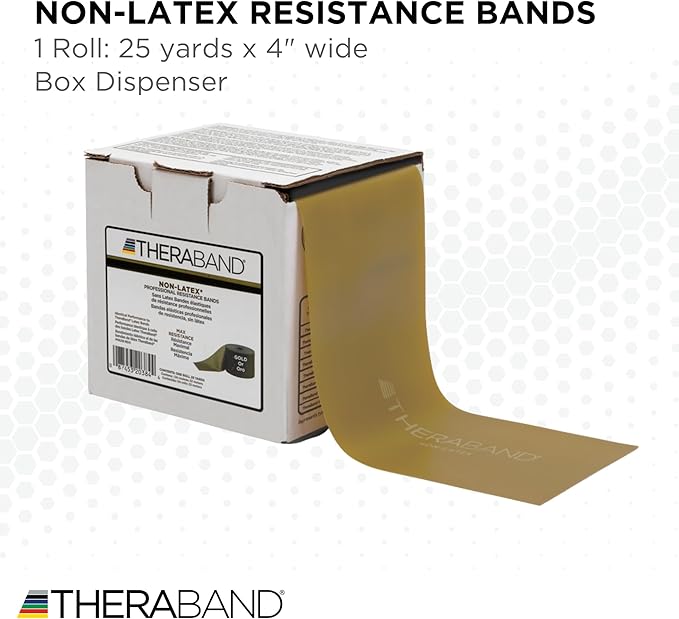 THERABAND Resistance Band 25 Yard Roll, Non-Latex Professional Elastic Stretch Bands for Upper & Lower Body Exercise Workouts, Physical Therapy, Lower Pilates, Flexibility, & Rehab, Dispenser Box