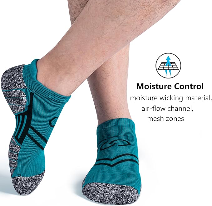 CWVLC No Show Sports Compression Socks for Men Women with Cushion (4/8 Pairs)