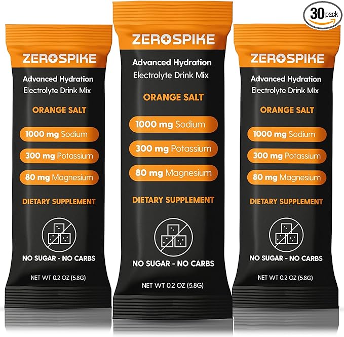 No Sugar Electrolytes Powder Packets | Keto & Fasting Salts Drink Mix | Supplements: The Key Hydration Nutrients Missing from Purified Water | Clean, Orange, Calorie Free | 30 Sticks