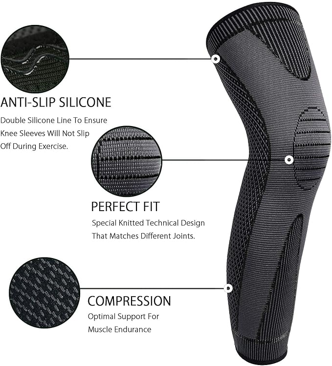 Full Leg Sleeves Long Compression Leg Sleeve Knee Sleeves Protect Leg, for Man Women Basketball, Arthritis Cycling Sport