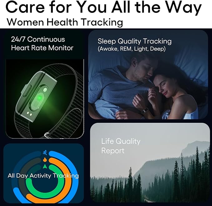 Yihou Fitness Tracker Fitness Watch Pedometer Watch with Heart Rate Monitor Sleep Monitoring Multiple Sport Modes for Women for Android iOS Grey