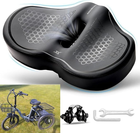 Bicycle Seat Oversized Comfort Wide Bike Seat Cushion, Bike Accessories for Women Men - Fit for Peloton Excersize Bicycle, Stationary Bike,Cruiser Bicycle