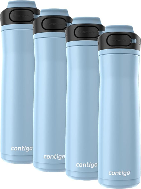 Contigo Cortland Chill 2.0, 24oz., Stainless Steel Water Bottle with AUTOSEAL Lid (Pack of 4)
