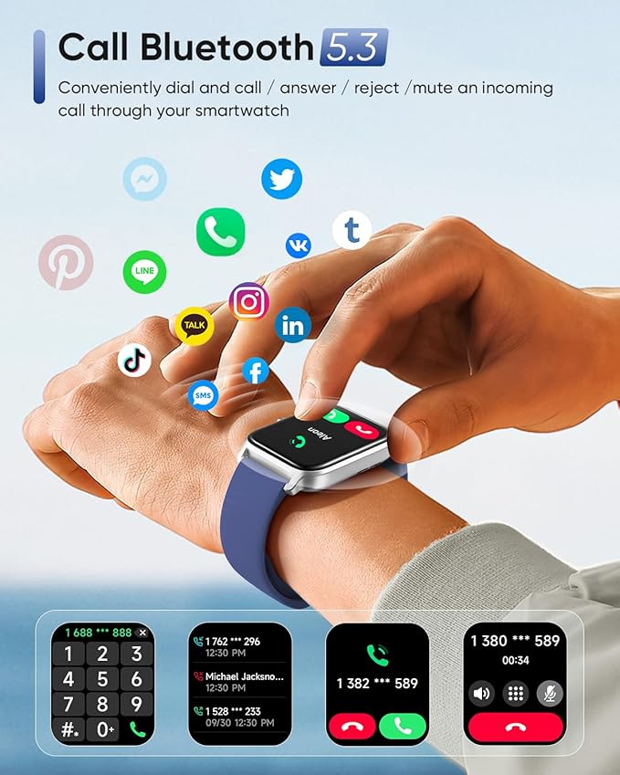 Fitpolo Smart Watch for Men Women Android, Alexa Built-in [1.8" HD Screen] IP68 Waterproof Fitness Watch Bluetooth Call for Android & iPhone with Heart Rate/Sleep/SpO2 Monitor