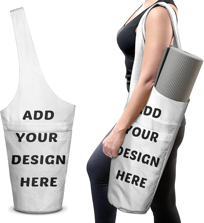 Fashion Printed Yoga Mat Bag with Large Side Pocket & Zipper Pocket Long Tote Yoga Bag Fit Most Size Mats - Holds More Yoga Accessories