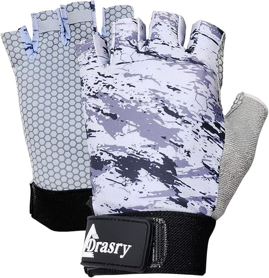 Drasry UV Fishing Gloves Fingerless Sun Protection Men Women UPF50+SPF for Fishing Kayaking Paddling Hiking Sailing Rowing Driving Canoeing Glove