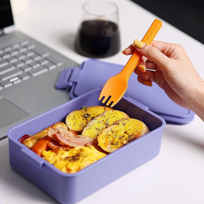 linoroso Stackable Bento Box Adult Lunch Box | Meet All You On-the-Go Needs for Food, Salad and Snack Box, Premium Bento Lunch Box for Adults Include Utensil Set, Dressing Containers - Veri Peri