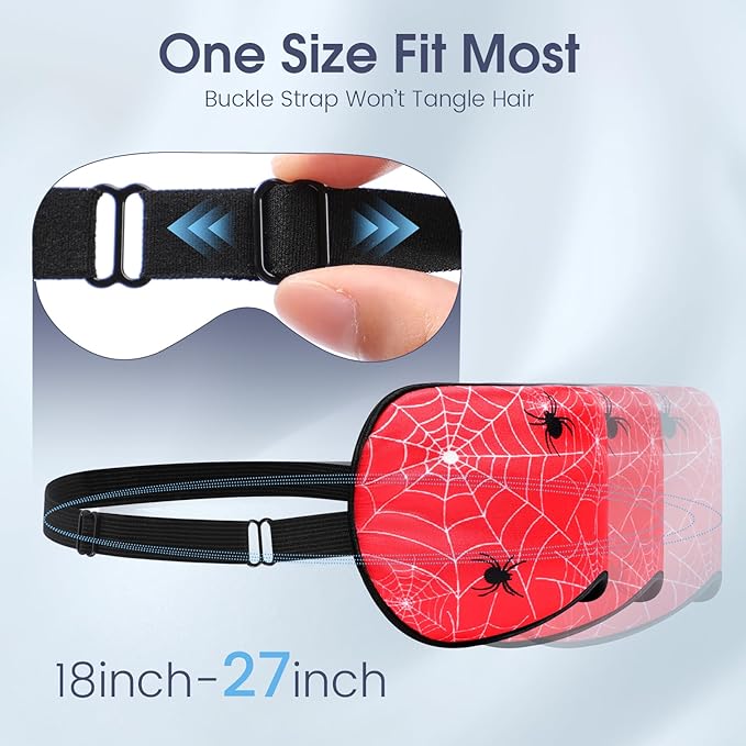 2 Pcs Sleep Mask for Kids Boys, Silk Eye Covers for Sleeping, Adjustable Strap & Light Blocking Design, Adult Children's Bedtime Blindfold for Travel and Home Use (Spider)