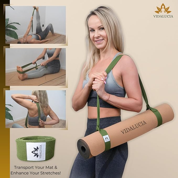 Cork Yoga Mat - Extra Large 72"x26" Non-Slip Yoga Mat with FSC Certified Portuguese Cork & Natural Rubber Base – 5mm Thick Hot Mat for Home & Studio – Yoga Accessories for All Levels