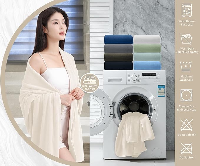 Extra Large Bath Sheet 4 Piece (35"x70")-Ultra Soft Oversized Bath Towel,Bath Sheet Towel Set for Bathroom Hotel,Plush Highly Absorbent Quick Dry Shower Towel Set for Adults,Bathroom Towel-Cream