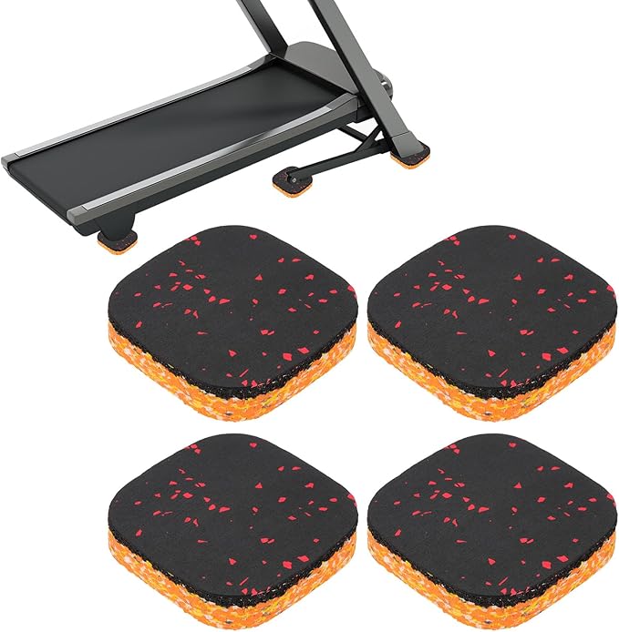 PATIKIL 4 Pcs Treadmill Mat Pads, 4x4x0.8 High Density Foam Anti Vibration Pad Sound Proof Floor Mat Exercise Equipment Mat for Carpet Protect Noise Reduction Home Gym, Red