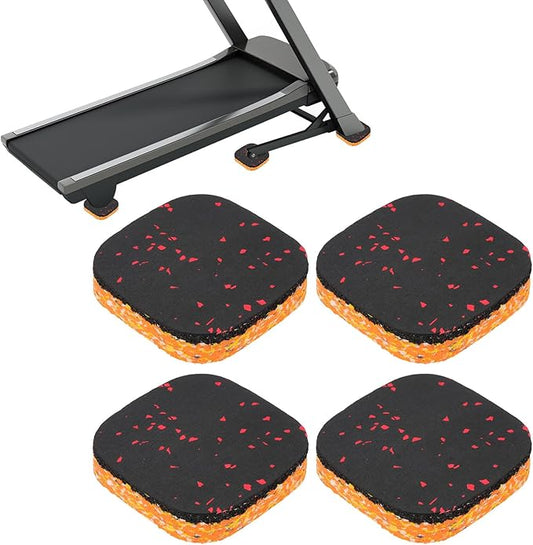 PATIKIL 4 Pcs Treadmill Mat Pads, 4x4x0.8 High Density Foam Anti Vibration Pad Sound Proof Floor Mat Exercise Equipment Mat for Carpet Protect Noise Reduction Home Gym, Red