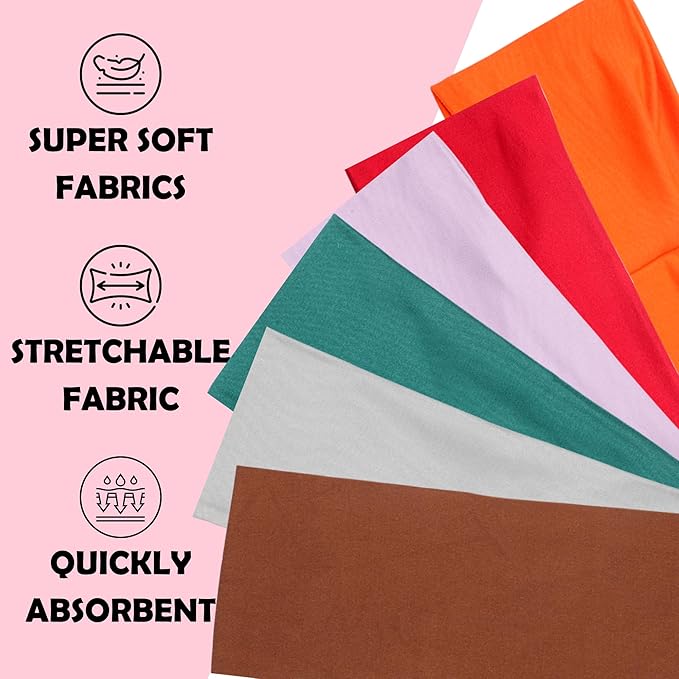 Multicolor Headbands Pack - 08 Elastic, Trendy Boho Headbands for Women, Girls, Exercise & Yoga (Spring)