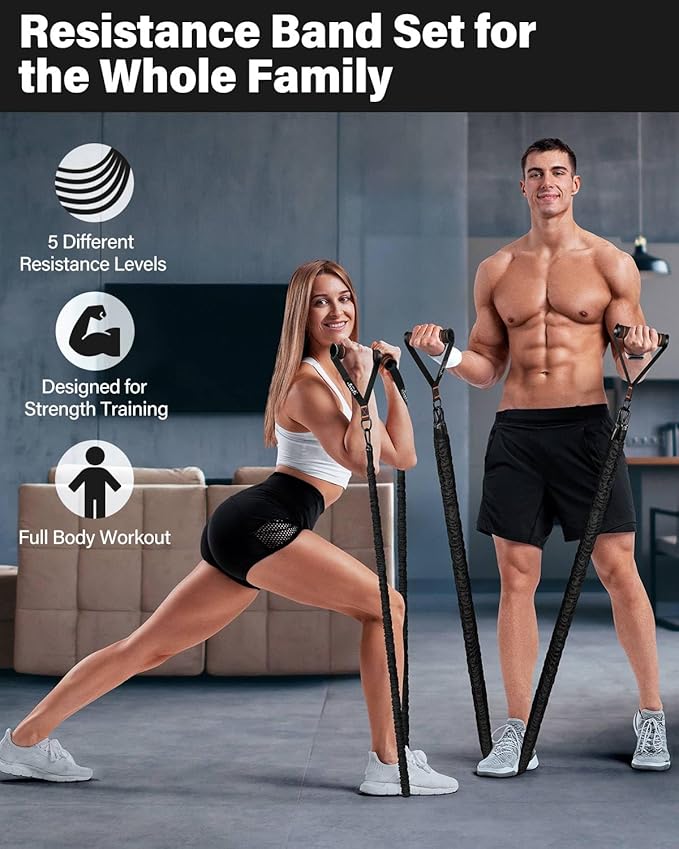 Resistance Bands, Exercise Bands, Resistance Bands for Working Out, Pull Up Assistance Bands, Work Out Bands with Handles for Men and Women Fitness, Strength Training Equipment