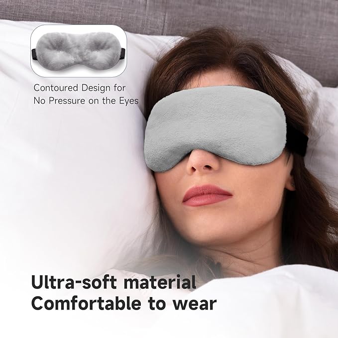 Umisleep Lavender Eye Mask, 0.45 lb Aromatherapy Weighted Eye Mask for Dry Eyes, Sleep Mask for Men Women, Hot Therapy Eye Cover for Compression Pain Relief, Eye Pillow for Puffy Eyes, Sinus Pain-Grey