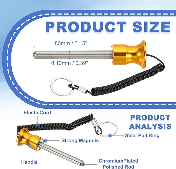 PATIKIL Weight Stack Pin, Magnetic Gym Selector Pin Universal Weight Stack Replacement with Pull Rope for Home