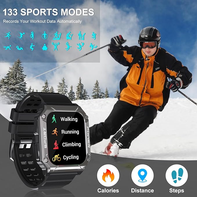 Smart Watch for Men with Phone Function 1.95” HD Touchscreen Smartwatch Fitness Tracker 130+ Sports Modes IP68 Waterproof Wristwatch with Sleep Monitor Pedometer Message Reminder for Android iOS