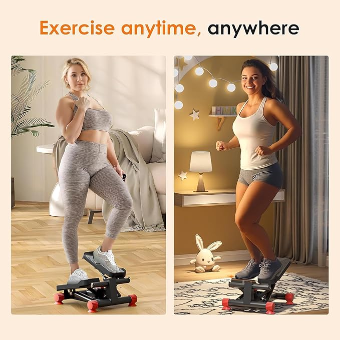 SogesHome Stair Stepper Machine with Resistance Bands, Mini Fitness Stepper for Cardio Workout with LCD Monitor, Low Impact Stepper for Legs, Butt & Thigh Toning, Home Gym Equipment