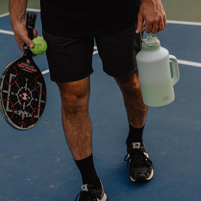 BOTTLE BOTTLE Insulated Water Bottle 64 oz with Straw and Dual-use Lid Stainless Steel Water Bottle with Handle Vacuum for Workout and Sports gray blue