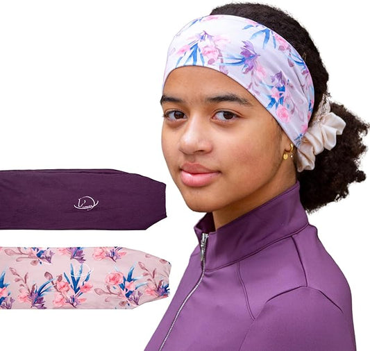 Equestrian Headbands Designed to Wick Moisture and Protect Hair Under Helmets, for Horseback Riding, Biking, and Securing Ear Buds