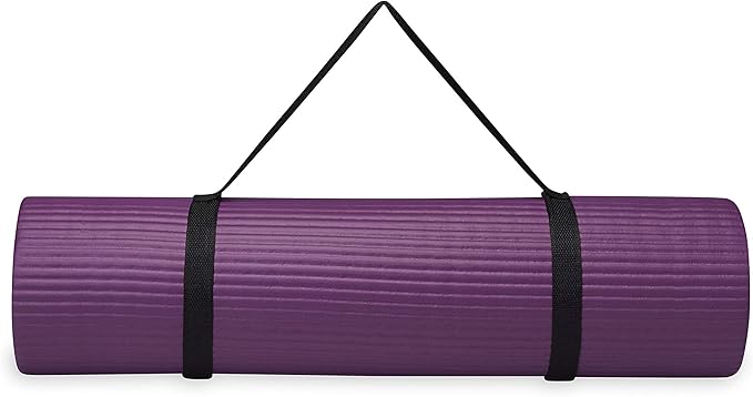 Gaiam Essentials Thick and Thin Yoga Mat Fitness & Exercise Mat with Easy-Cinch Carrier Strap