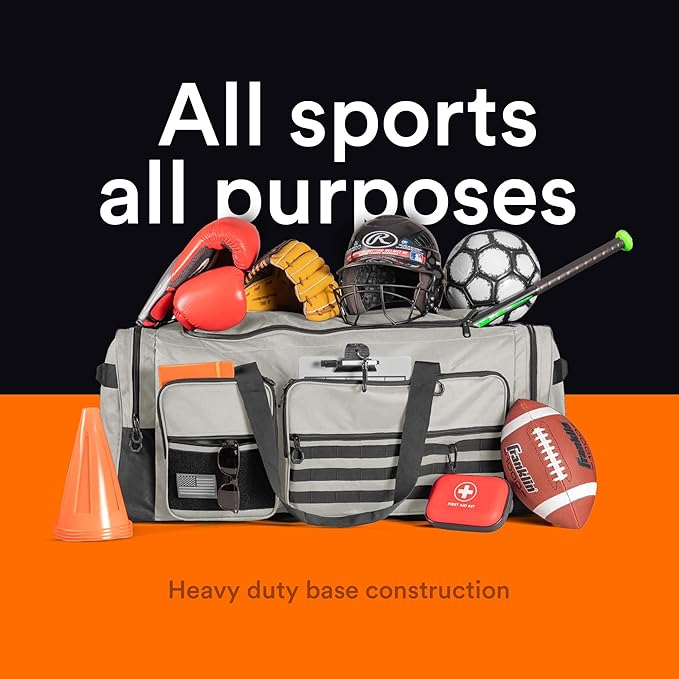 Fitdom 130L 36" Heavy Duty Extra Large Sports Gym Equipment Travel Duffle Bag W/Adjustable Shoulder Strap & 7 Compartments. Perfect for Soccer Baseball Basketball Hockey Football, Team Coaches & More