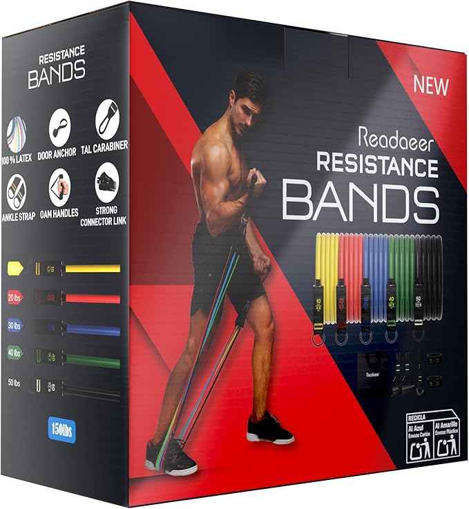 Readaeer Resistance Bands, Exercise Bands for Working Out, Work Out Bands with Handles for Men and Women for Indoor and Outdoor Sports, Fitness, Suspension, Speed Strength, Training, Home Gym,Yoga