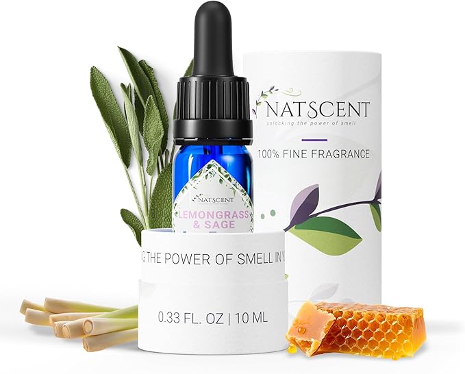 Lemongrass & Sage Essential Oils for Diffusers for Home, Nature-derived Essential Oil, Long-Lasting & Family-Friendly Diffuser Oils Scents, IFRA Certified, Cold Air & Ultrasonic - 0.33 oz