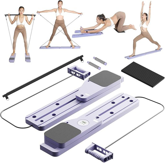 BIGWET Pilates Board, Pilates Reformer for Home, Portable Pilates Equipment, 8 in 1 Pilates Kit, Pilates Essentials Kit for Women