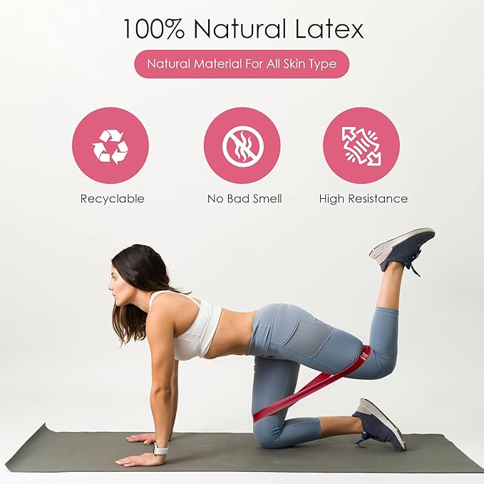 GOCHA | Resistance Bands Set (5 Pack) - Premium Natural Latex Loop Bands for Strength Training, Home Workouts, Physical Therapy, Yoga - Exercise Bands with Carry Bag (X-Light to X-Heavy)