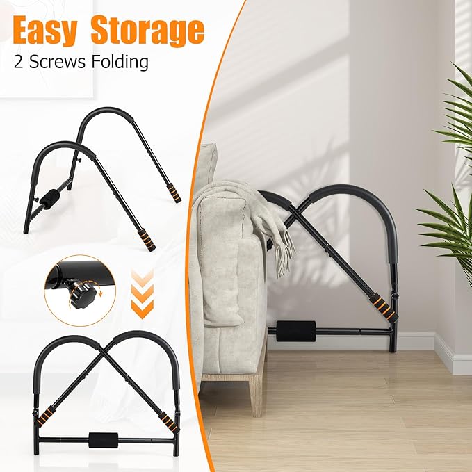 GYMAX Ab Machine, 330lbs Ab Cruncher for Stomach Workout with Head Protector, Padded Grips & Foam Edge, Easy Assembly Fitness Ab Trainer, Sit Up Assistant Push Up Stands, Multifunctional Home Gym Addition