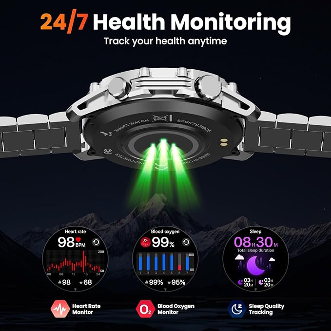 Hwagol Smart Watches for Men(Calls/Answer), 1.52'' Military Smart Watch for Android iPhone,100+ Sport Modes/Heart Rate/Sleep Monitor, A Fitness Tracker