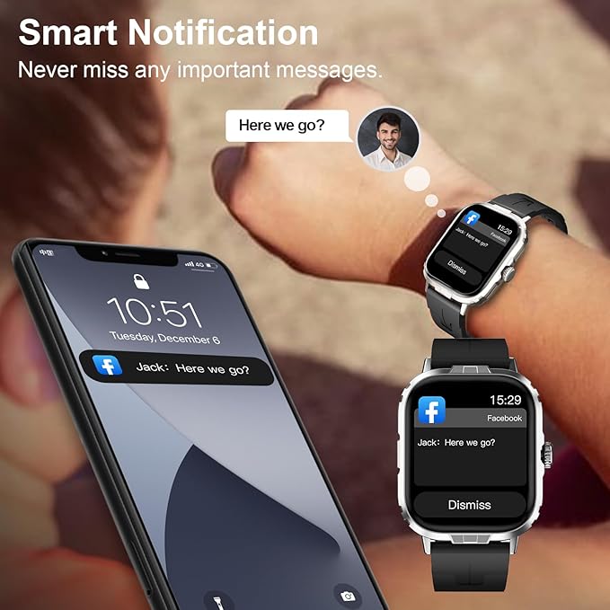 Fila Smart Watch, 2.01" Smartwatch for Men Women (Answer/Make Call), Fitness Tracker with 100+ Sport Modes, IP67 Waterproof, Heart Rate/Sleep Monitor, Pedometer, Activity Tracker for Android iOS