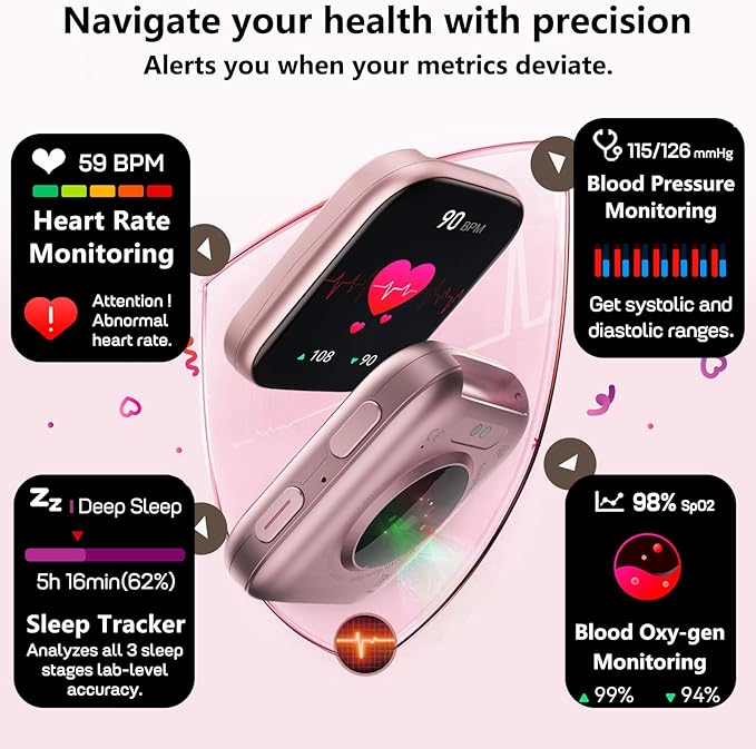 MorePro Health Fitness Tracker with 24/7 Heart Rate/Blood Pressure Monitor, Blood Oxy-gen/Sleep Tracking, 120+ Sports Activity Tracker, Smart Watch (Make/Answer Call) with Step Counter for Women Men