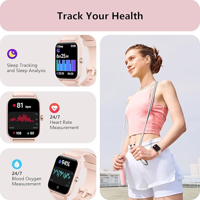 Tensky Smart Watch for Women Android & iPhone, Alexa Built-in, 1.8" Fitness Tracker with Answer/Make Call, IP68 Waterproof/SpO2/Heart Rate/Sleep/Monitor, Activity Tracker for 100+Sport Modes