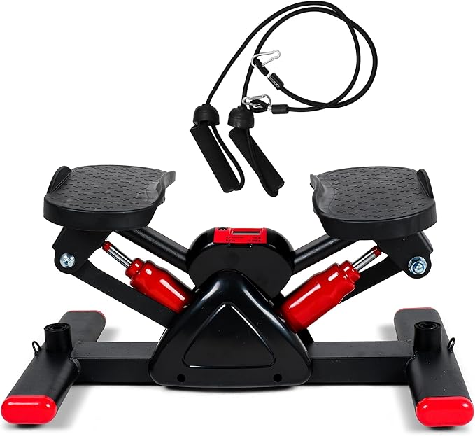 Leikefitness Steppers for Exercise Mini Stair Stepper, Cardio Workout Equipment, Twist Stair Stepper with Resistance Bands Up-Down Motion for Full Body Workout Exercise Equipment for Home
