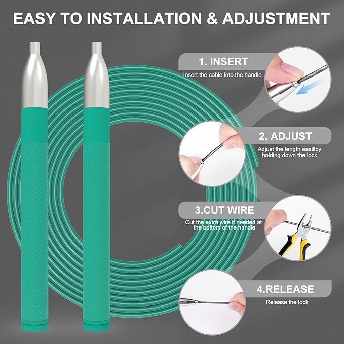 Speed Jump Rope for Men Women, Fitness Skipping Rope with Aluminium Handle and 2 Ropes, Self-Locking Design Adjustable Jumping Rope for Adult Workout Boxing