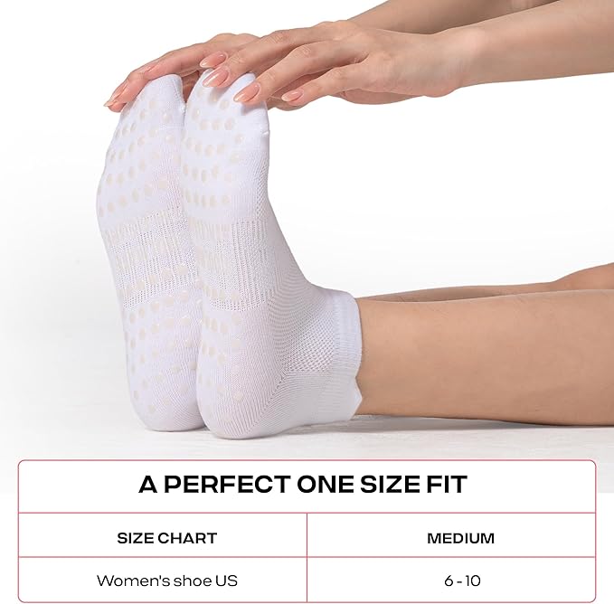 CoolMate Pilates Socks with Grips for Women, Yoga Socks, Crew Non Slip Women for Workout, Barre, Pilates Gifts