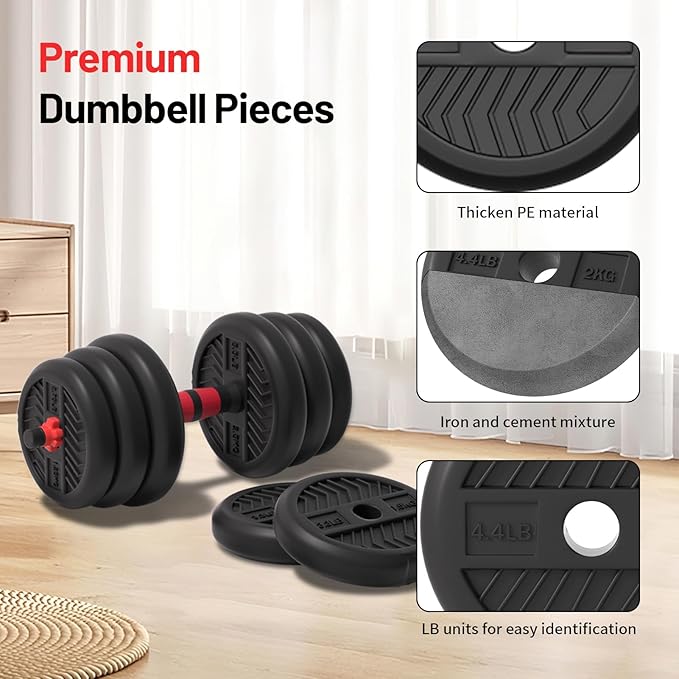 Adjustable Dumbbell, 20/30/40/60/80lbs Dumbbells Set, 4-in-1 Free Weights for Women/Men Workout Equipment Used as Barbell/Kettlebells/Push up Stand for Home Gym