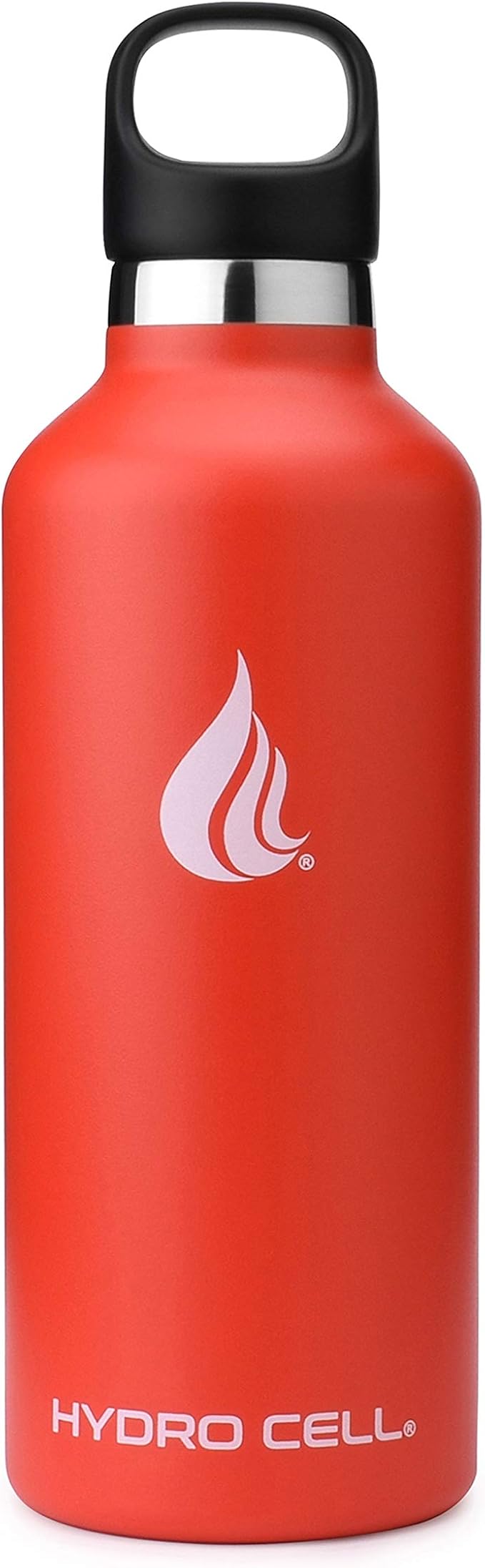 HYDRO CELL Stainless Steel Water Bottle with Straw & 2 Standard Mouth Lids (32oz 24oz 20oz 16oz) Keeps Liquids Hot or Cold w/Double Wall Vacuum Insulated Leak Proof Sport Design (Red 32oz)